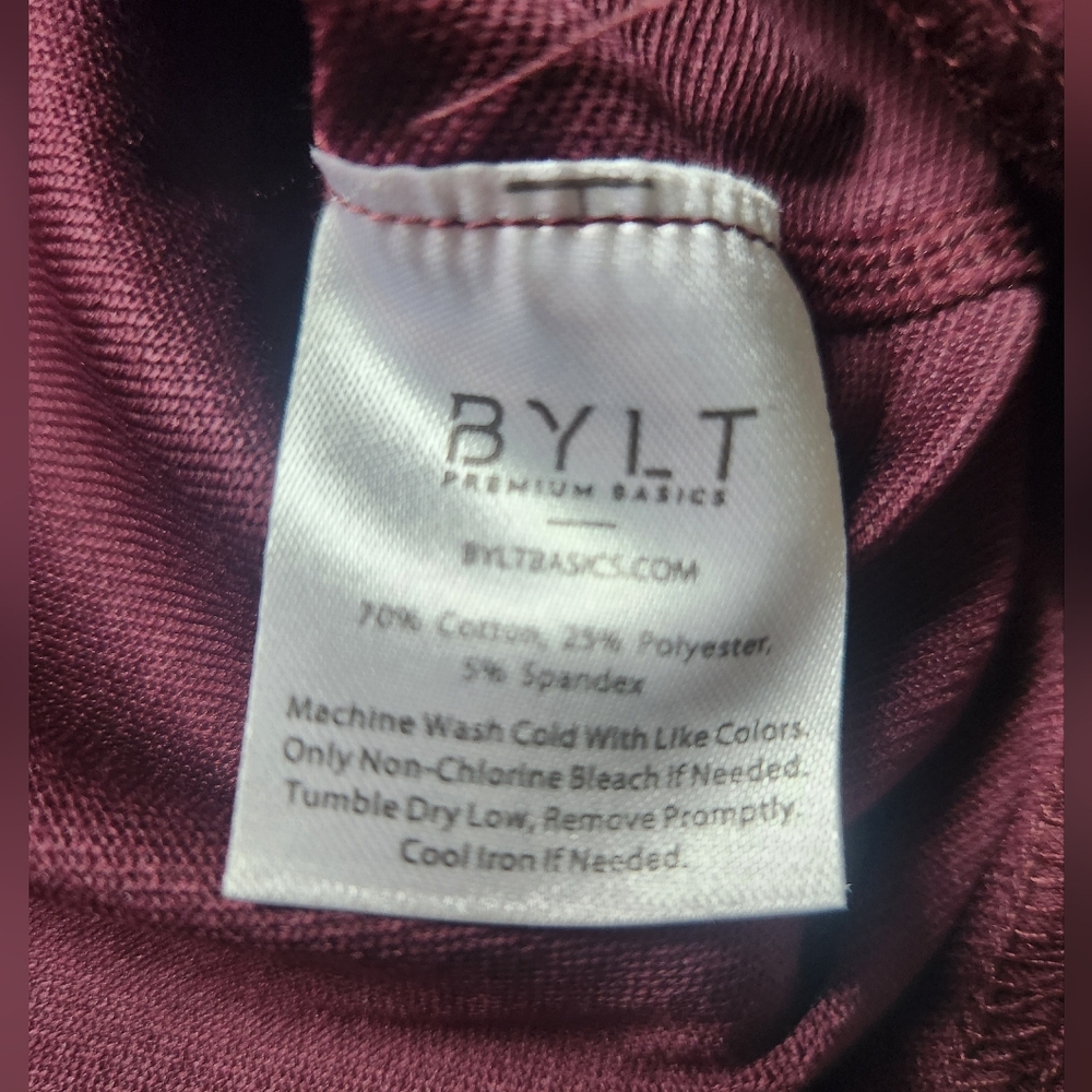 BYLT Premium Basics Drop Cut Lux Short Sleeve Shirt Maroon Mens Size Large - Picture 5 of 8